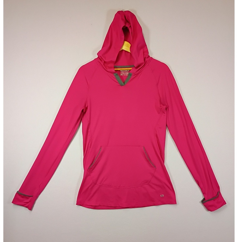Athletic Layer 8 Womens Medium Pink Qwick-Dry Performance Thumbhole Hoodie